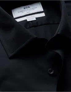 Slim Fit Black Fine Twill Non-Iron Shirt Plain Men's Slim Fit Black Fine Twill Non-Iron Shirt Plain Men's