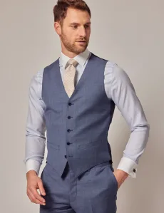 Slim Fit Blue Brown Tonal Plaid Vest BlueBrown Wool Men's Slim Fit Blue Brown Tonal Plaid Vest BlueBrown Wool Men's