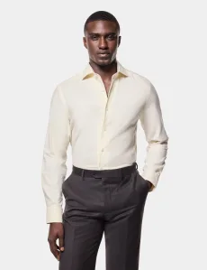 Slim Fit Cream Brushed Shirt Cotton Plain Men's Slim Fit Cream Brushed Shirt Cotton Plain Men's