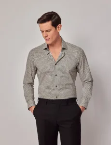 Slim Fit Green Cream Chain Curtis Shirt GreenCream Cotton Geometric Men's Slim Fit Green Cream Chain Curtis Shirt GreenCream Cotton Geometric Men's