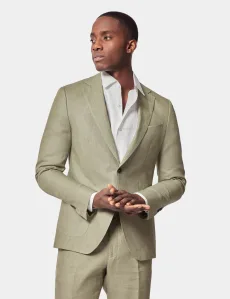 Slim Fit Green Linen Suit Plain Men's Slim Fit Green Linen Suit Plain Men's