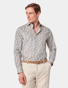 Slim Fit Green White Tropical Flower Cotton Poplin Curtis Shirt GreenWhite Floral Men's Slim Fit Green White Tropical Flower Cotton Poplin Curtis Shirt GreenWhite Floral Men's