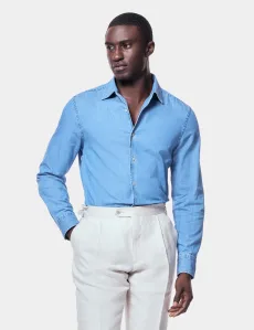 Slim Fit Light Blue Denim Shirt Cotton Plain Men's Slim Fit Light Blue Denim Shirt Cotton Plain Men's