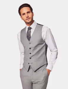 Slim Fit Light Grey Twill Suit Vest Wool Plain Men's Slim Fit Light Grey Twill Suit Vest Wool Plain Men's