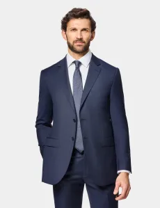 Slim Fit Navy Birdseye Suit Jacket Wool Plain Men's Slim Fit Navy Birdseye Suit Jacket Wool Plain Men's