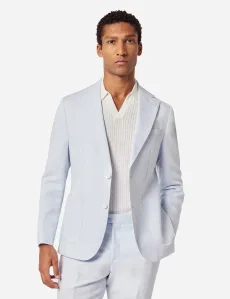 Slim Fit Pale Blue 1913 Linen Suit Jacket Plain Men's Slim Fit Pale Blue 1913 Linen Suit Jacket Plain Men's