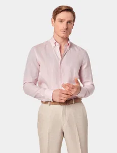 Slim Fit Pink Linen Shirt Plain Men's Slim Fit Pink Linen Shirt Plain Men's