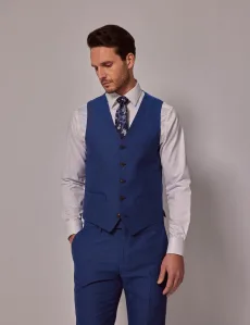 Slim Fit Royal Blue 1913 Linen Vest Plain Men's Slim Fit Royal Blue 1913 Linen Vest Plain Men's