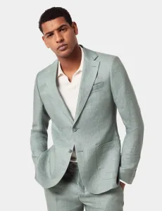 Slim Fit Sea Green 1913 Linen Suit Plain Men's Slim Fit Sea Green 1913 Linen Suit Plain Men's