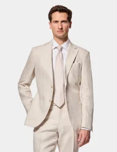 Slim Fit Stone Linen Suit Plain Men's Slim Fit Stone Linen Suit Plain Men's