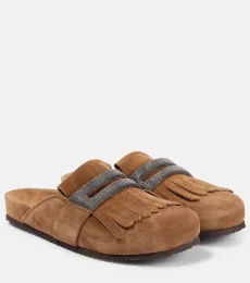 Slippers de ante con flecos Slippers de ante con flecos