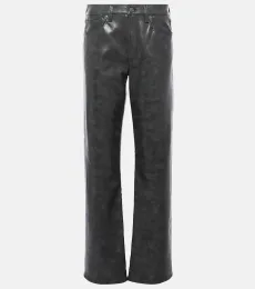 Sloane mid-rise leather straight pants Sloane mid-rise leather straight pants