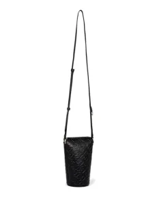 Small Pot Crossbody, Black Wave Leather, S
