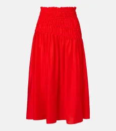 Smocked midi skirt