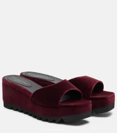 Sneak Elyse velvet wedge mules