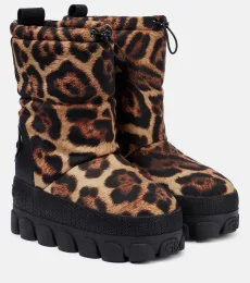 Snowy leopard-print snow boots