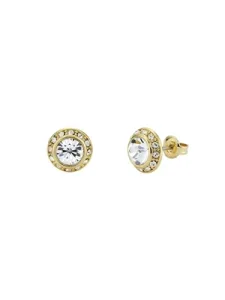 Soletia Gold Solitaire Sparkle Halo Stud Earrings - Gold