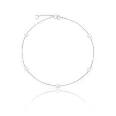 Solid White Gold Five Pearl Anklet Solid White Gold Five Pearl Anklet