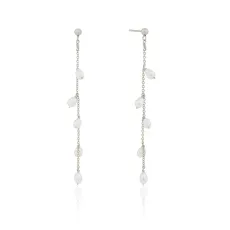 Solid White Gold Seed Pearl Drop Earrings Solid White Gold Seed Pearl Drop Earrings