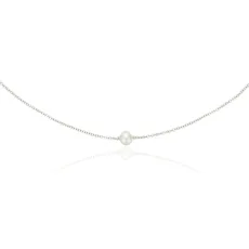 Solid White Gold Single Pearl Choker Solid White Gold Single Pearl Choker