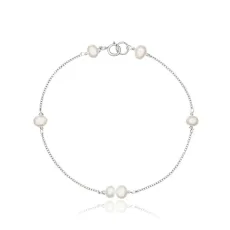 Solid White Gold Six Pearl Bracelet Solid White Gold Six Pearl Bracelet