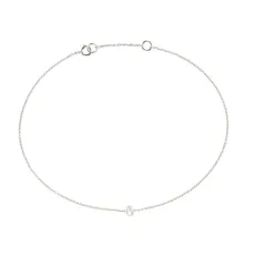 Solid White Gold Small Pearl Anklet Solid White Gold Small Pearl Anklet