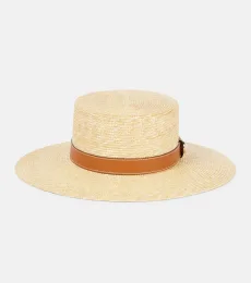 Sombrero de paja con GG y piel Sombrero de paja con GG y piel