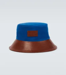 Sombrero de pescador en algodón y piel Sombrero de pescador en algodón y piel