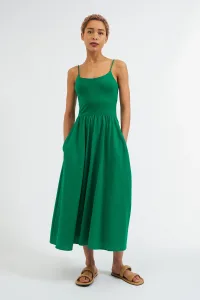 Soumia Jersey Bodice And Recycled Cotton Skirt Midaxi Dress - Green - green Soumia Jersey Bodice And Recycled Cotton Skirt Midaxi Dress - Green - green