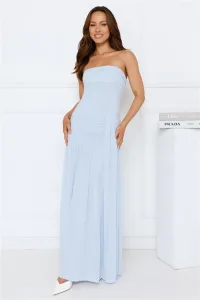 Spark Night Strapless Mesh Maxi Dress Blue Spark Night Strapless Mesh Maxi Dress Blue