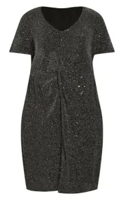 Sparkle Twist Wrap Dress - Women's - Plus Size Curve Black Sparkle Twist Wrap Dress - Women's - Plus Size Curve Black