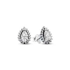Sparkling Pear Halo Stud Earrings Sparkling Pear Halo Stud Earrings