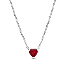Sparkling Red Heart Halo Necklace - Silver Sparkling Red Heart Halo Necklace - Silver
