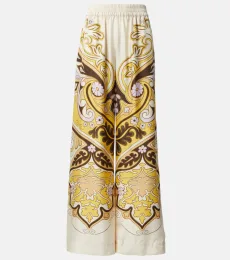 Spells Placee printed silk twill palazzo pants Spells Placee printed silk twill palazzo pants