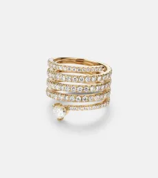 Spiral Heart 18kt gold ring with diamonds