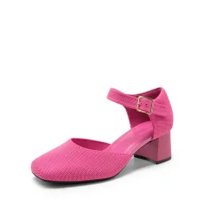 Square Toe Knitted Block Heel Pumps Square Toe Knitted Block Heel Pumps