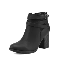 Stacked Mid Heel Chunky Ankle Booties Stacked Mid Heel Chunky Ankle Booties