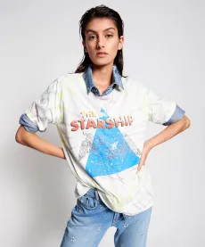 Starship Tye Dye Boyfriend Tee - White,