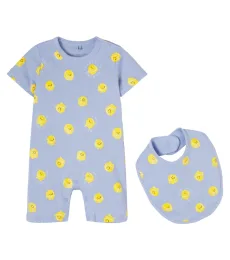 Stella McCartney Kids Baby printed cotton onesie and bib set Stella McCartney Kids Baby printed cotton onesie and bib set