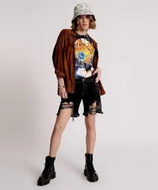 Stevies Low Waist Waist Long Length Boyfriend Denim Shorts - Worn Black, Stevies Low Waist Waist Long Length Boyfriend Denim Shorts - Worn Black,