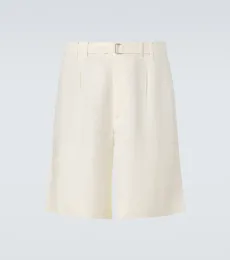 Stòffa Belted linen Bermuda shorts