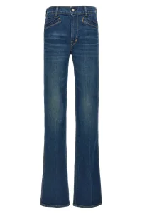 Stone Washed Denim Flare Jeans Size