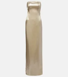 Strapless satin bustier gown Strapless satin bustier gown