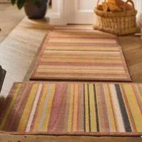 Stripe 70 RedBrown Washable Doormat