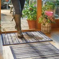 Stripe 88 BlueGrey Washable Doormat