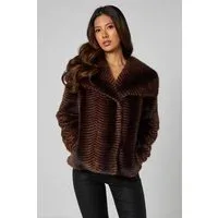Stripe Faux Fur Jacket Stripe Faux Fur Jacket