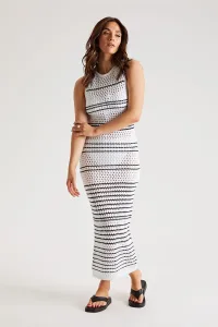 Stripe Pointelle Midaxi Dress / Stripe Pointelle Midaxi Dress /