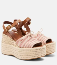 Striped canvas espadrille wedge sandals Striped canvas espadrille wedge sandals