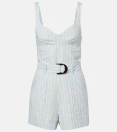 Striped cotton-blend seersucker romper Striped cotton-blend seersucker romper