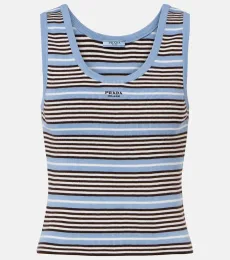 Striped cotton-blend tank top Striped cotton-blend tank top